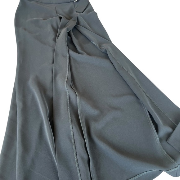 Y2K BEBE Black Split Leg Low Rise Club Pants Belted Flowy Whimsigoth Sz 6 USA - Picture 11 of 16